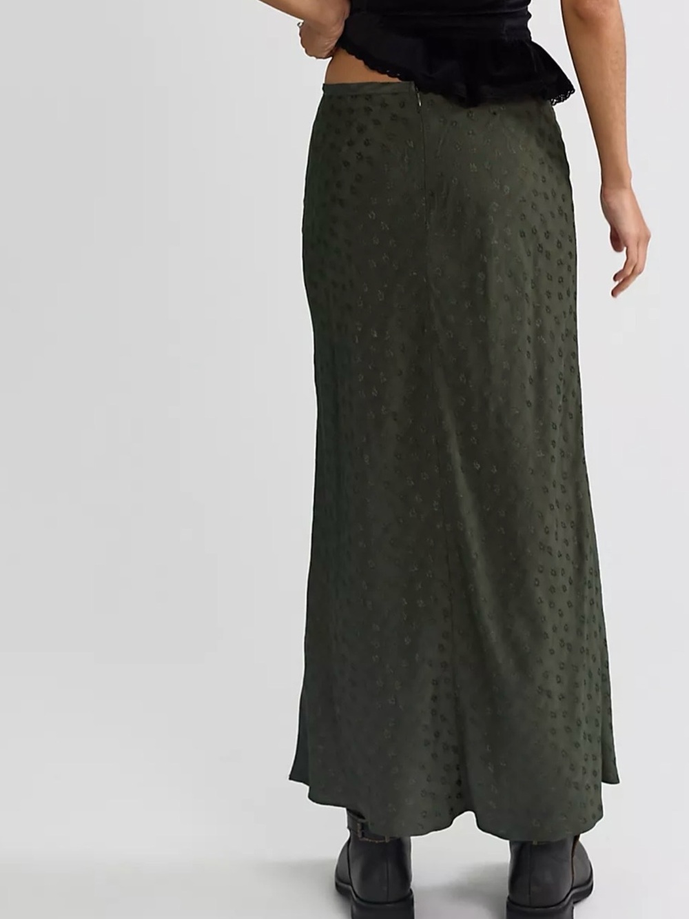 Free People Olive Green Textured Maxi Skirt